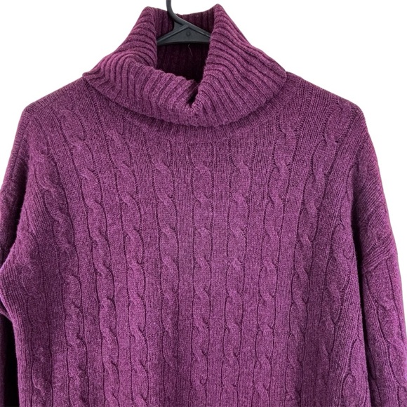 Polo Ralph Lauren Deep Burgundy Cable Knit Turtleneck Sweater Wool Cashmere Sz S - Picture 3 of 12